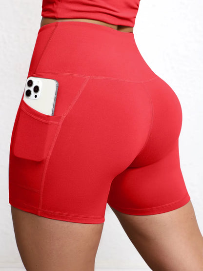 Yoga Shorts with Pockets High Waist Butt Lifting Cyclings Tights Outdoor Workout Jogging Shorts Sportswear Gym Running Short