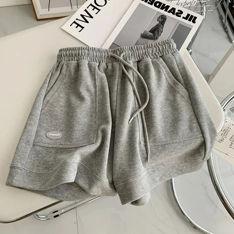 2026 Women'S Comfortable Loose Wide-Legged Drawstring a Pants Slim Waist Slim Fit Casual Home Versatile Sports Shorts New