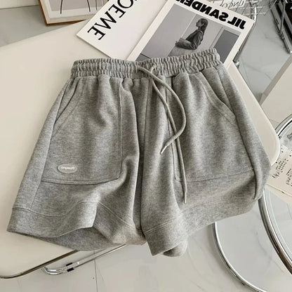 2026 Women'S Comfortable Loose Wide-Legged Drawstring a Pants Slim Waist Slim Fit Casual Home Versatile Sports Shorts New