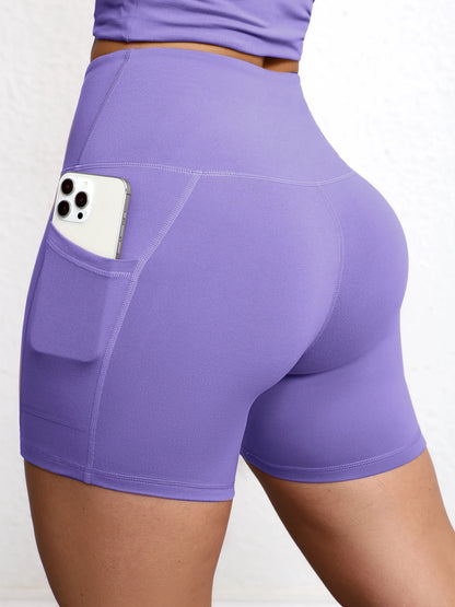Yoga Shorts with Pockets High Waist Butt Lifting Cyclings Tights Outdoor Workout Jogging Shorts Sportswear Gym Running Short