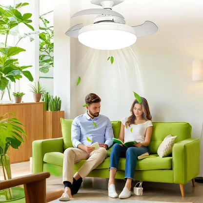 52CM Ceiling Fan Light Suitable for E27 Base Silent Retractable Blade with Remote Control Room Lighting Small Electric Fan