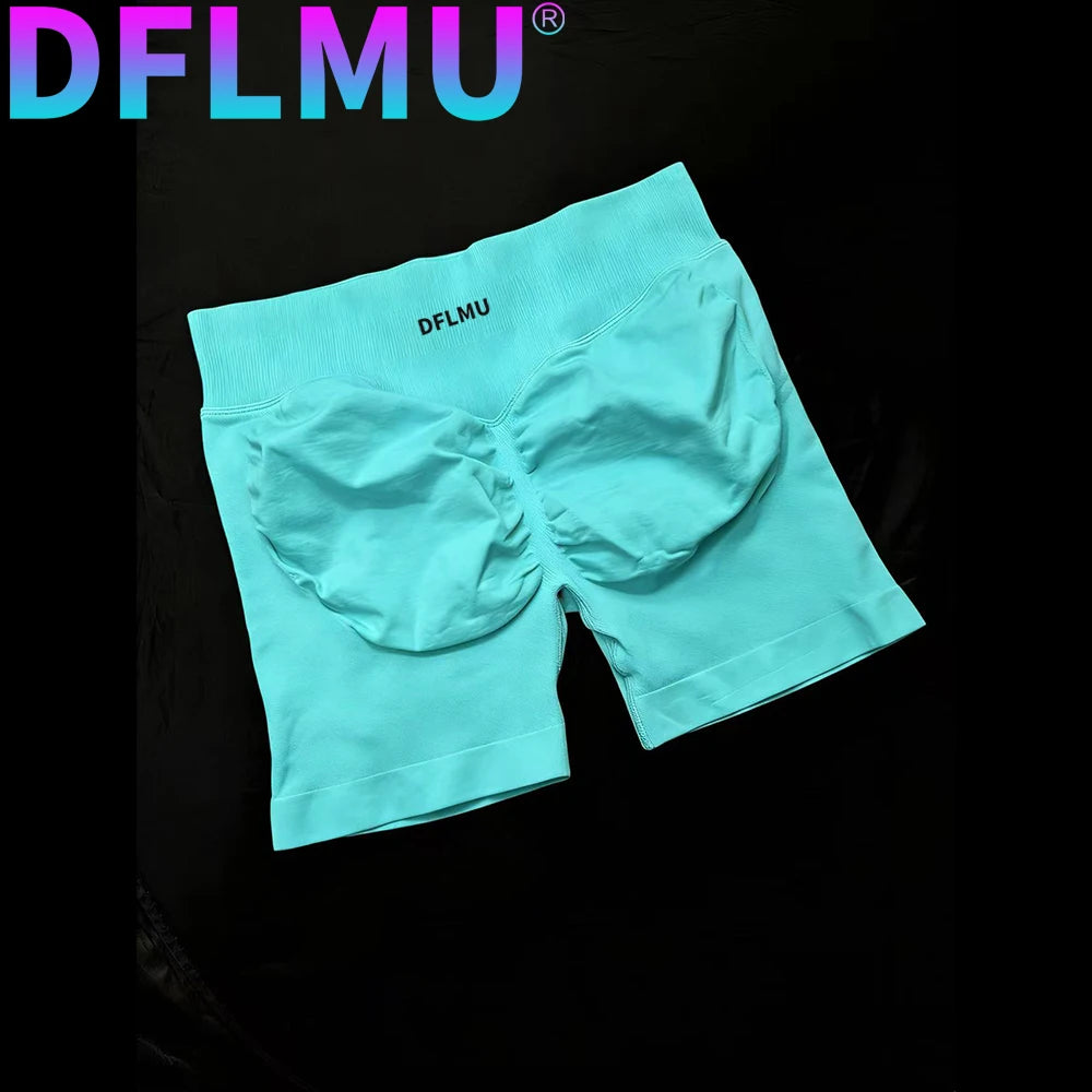 Womens High Waist and Tightening Slimming Running DFLMU Peach Hip Lifting Sports Shorts Speed Drying Three Point Tight Pants