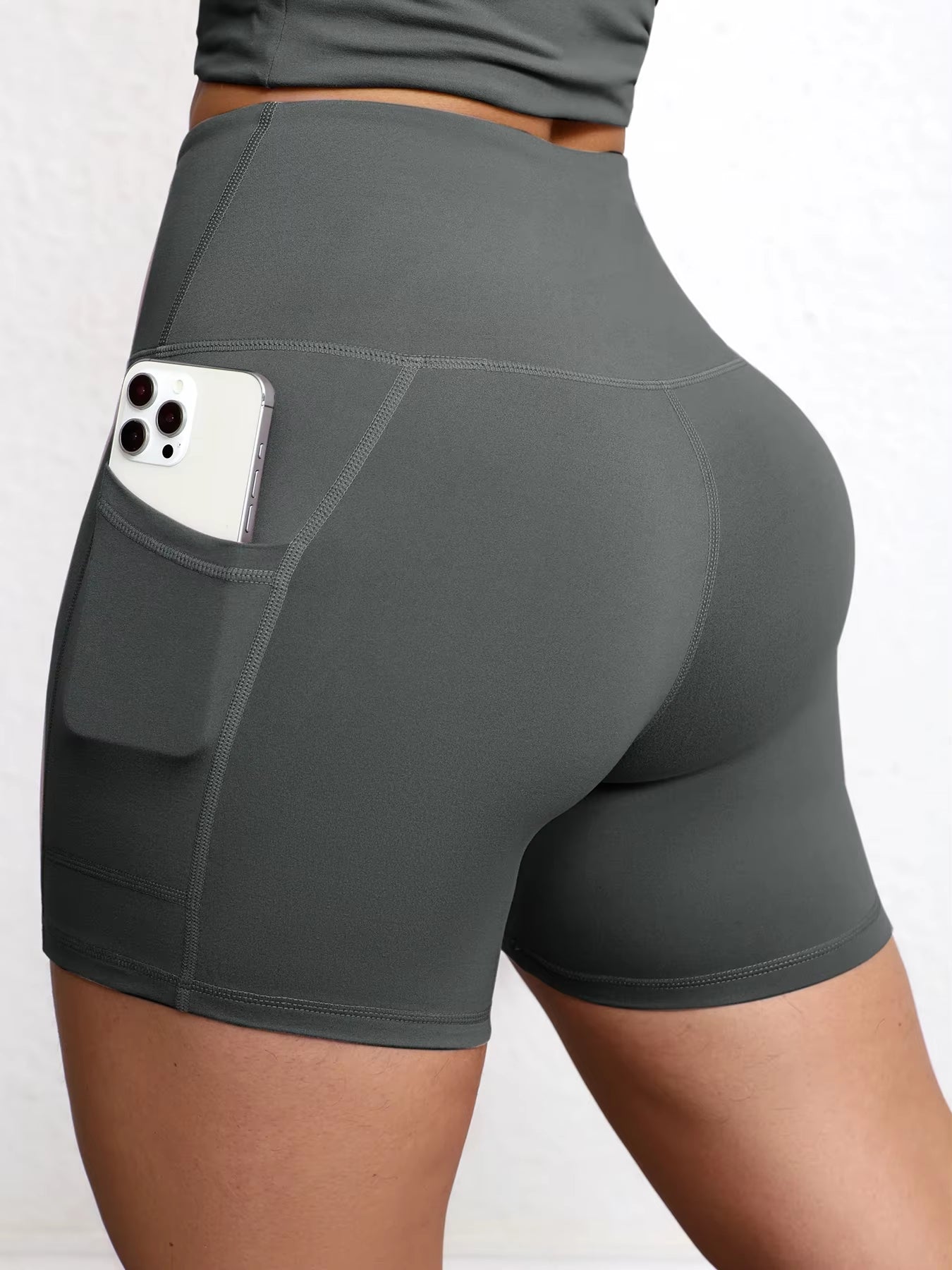 Yoga Shorts with Pockets High Waist Butt Lifting Cyclings Tights Outdoor Workout Jogging Shorts Sportswear Gym Running Short