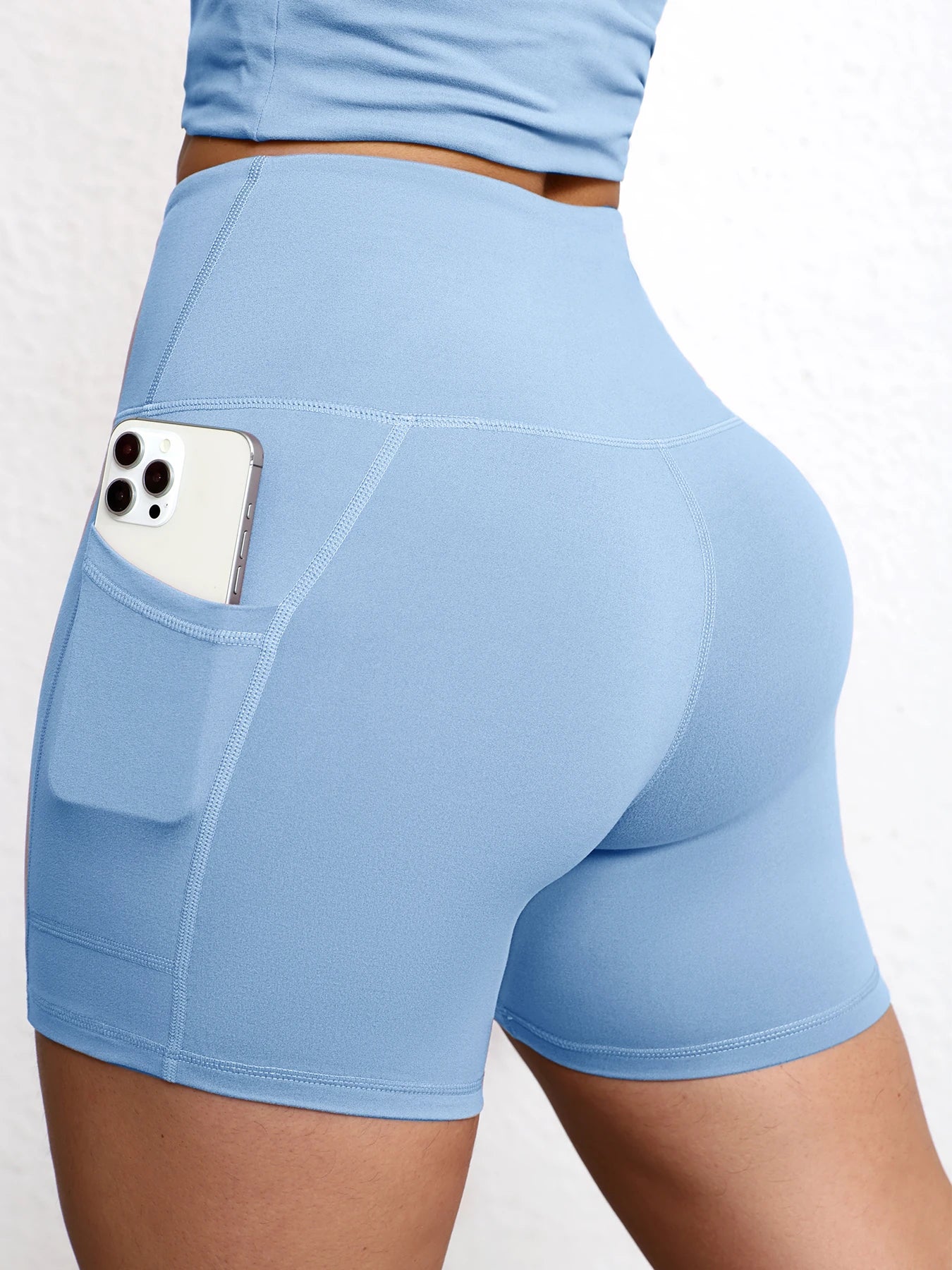 Yoga Shorts with Pockets High Waist Butt Lifting Cyclings Tights Outdoor Workout Jogging Shorts Sportswear Gym Running Short