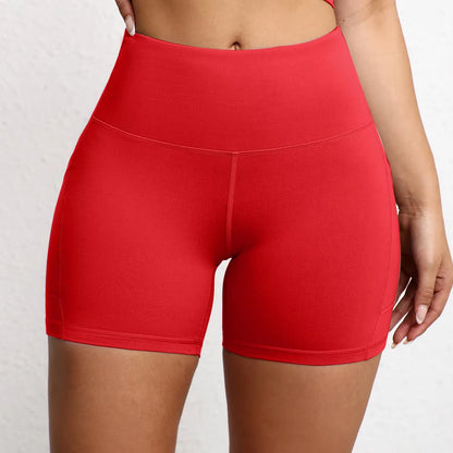 Yoga Shorts with Pockets High Waist Butt Lifting Cyclings Tights Outdoor Workout Jogging Shorts Sportswear Gym Running Short