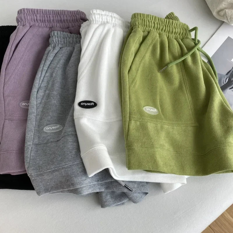 2026 Women'S Comfortable Loose Wide-Legged Drawstring a Pants Slim Waist Slim Fit Casual Home Versatile Sports Shorts New