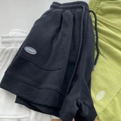 2026 Women'S Comfortable Loose Wide-Legged Drawstring a Pants Slim Waist Slim Fit Casual Home Versatile Sports Shorts New