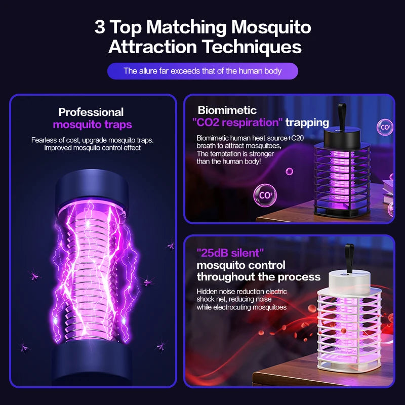 5V Silent Mosquito Killer Lamp, Portable Electric Swatter, Indoor Bedroom & Outdoor Mosquito Repeller Insect Fly Trap Bug Zapper