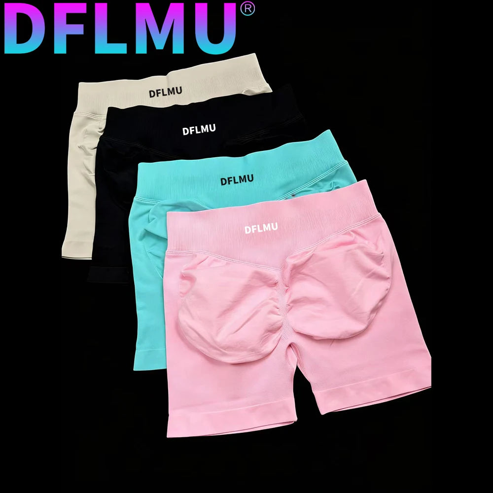Womens High Waist and Tightening Slimming Running DFLMU Peach Hip Lifting Sports Shorts Speed Drying Three Point Tight Pants
