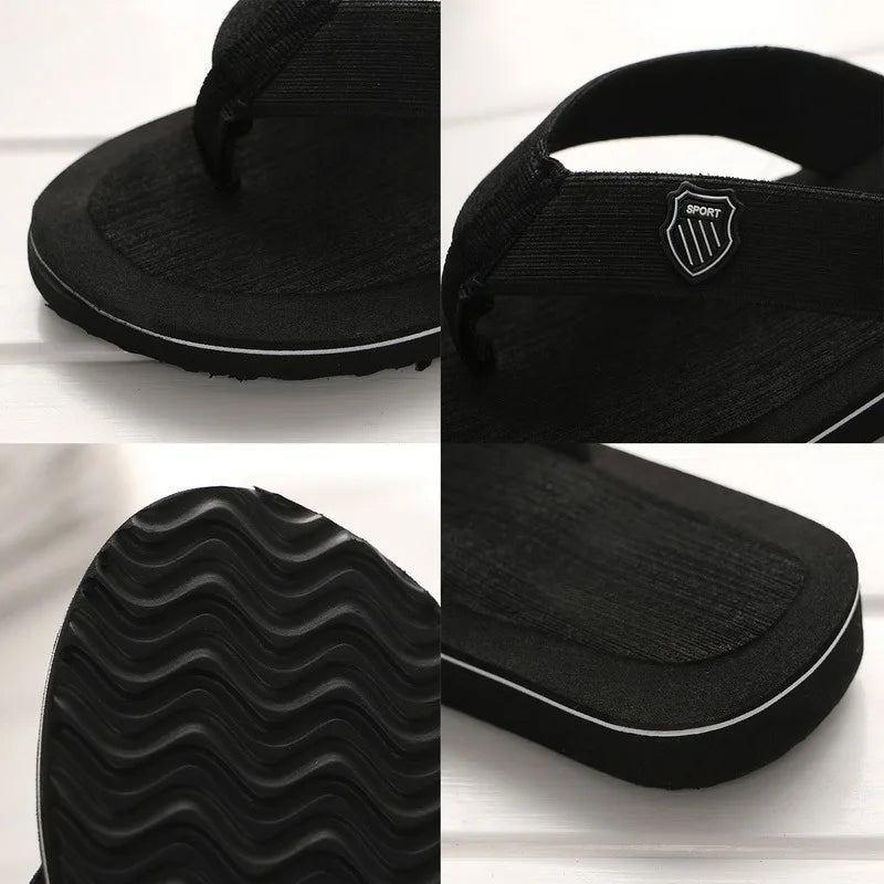Men'S Casual Flip Flops Fashion Beach Shoes Men Summer Non-Slip Flat Slides Mens Slippers Indoor House Shoes Man Male Slipper