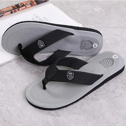 Men'S Casual Flip Flops Fashion Beach Shoes Men Summer Non-Slip Flat Slides Mens Slippers Indoor House Shoes Man Male Slipper