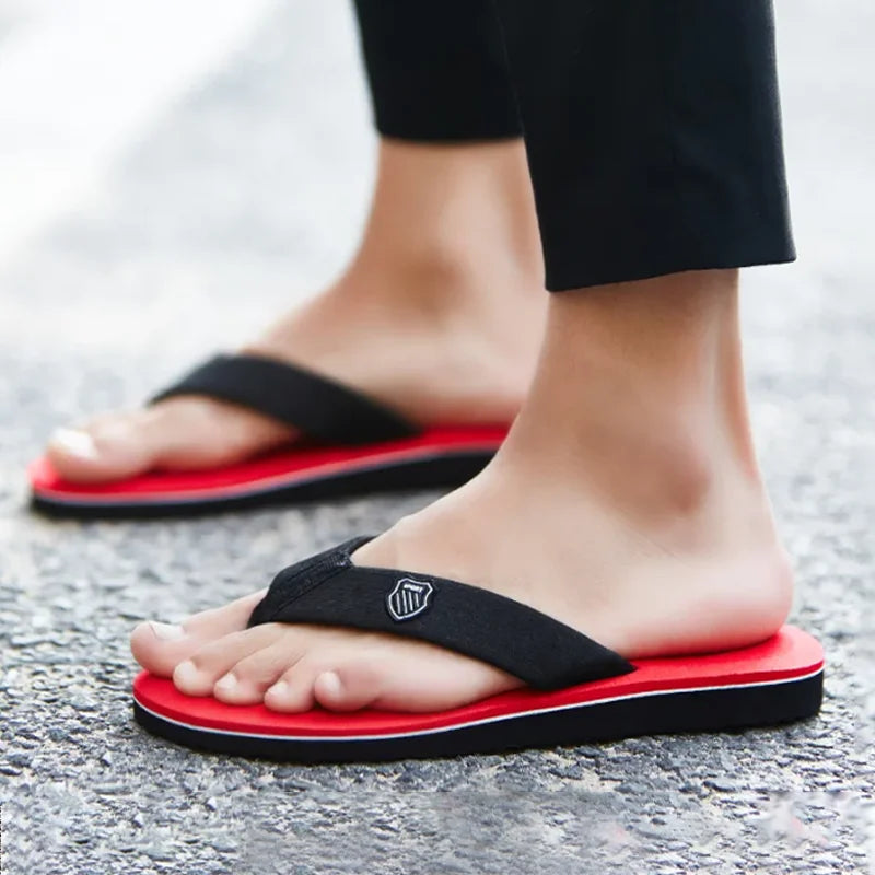 Men'S Casual Flip Flops Fashion Beach Shoes Men Summer Non-Slip Flat Slides Mens Slippers Indoor House Shoes Man Male Slipper