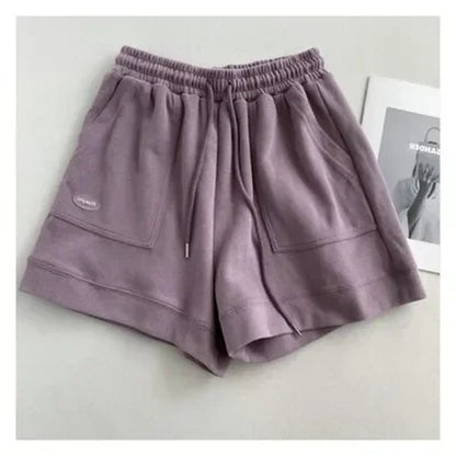 2026 Women'S Comfortable Loose Wide-Legged Drawstring a Pants Slim Waist Slim Fit Casual Home Versatile Sports Shorts New