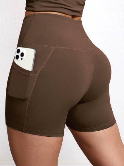 Yoga Shorts with Pockets High Waist Butt Lifting Cyclings Tights Outdoor Workout Jogging Shorts Sportswear Gym Running Short