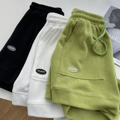 2026 Women'S Comfortable Loose Wide-Legged Drawstring a Pants Slim Waist Slim Fit Casual Home Versatile Sports Shorts New