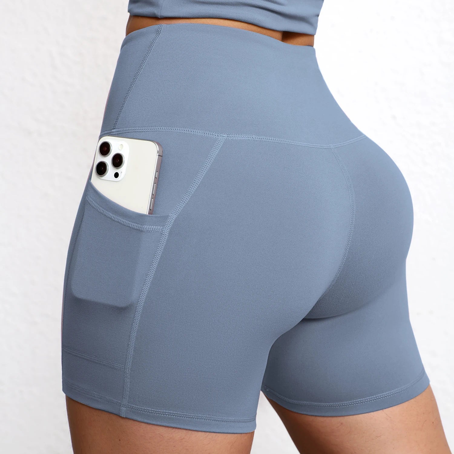 Yoga Shorts with Pockets High Waist Butt Lifting Cyclings Tights Outdoor Workout Jogging Shorts Sportswear Gym Running Short