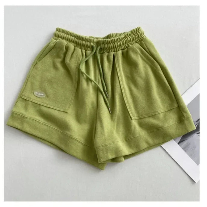 2026 Women'S Comfortable Loose Wide-Legged Drawstring a Pants Slim Waist Slim Fit Casual Home Versatile Sports Shorts New