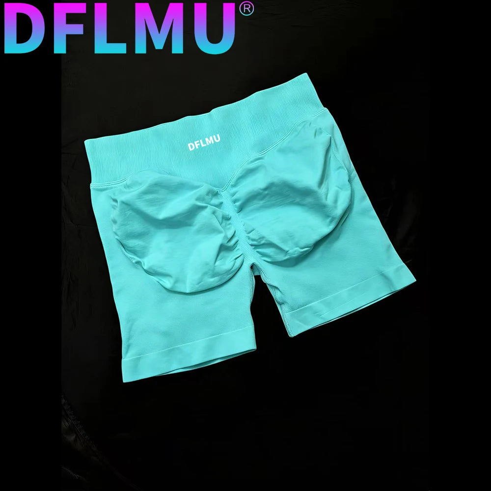 Womens High Waist and Tightening Slimming Running DFLMU Peach Hip Lifting Sports Shorts Speed Drying Three Point Tight Pants