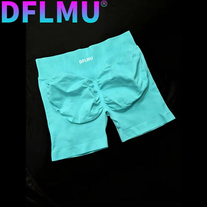 Womens High Waist and Tightening Slimming Running DFLMU Peach Hip Lifting Sports Shorts Speed Drying Three Point Tight Pants