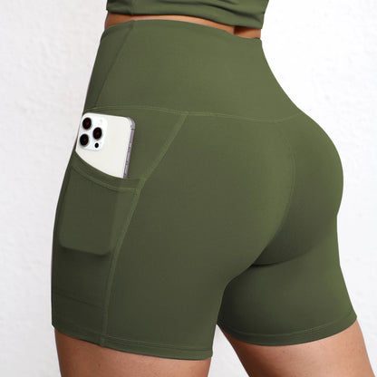 Yoga Shorts with Pockets High Waist Butt Lifting Cyclings Tights Outdoor Workout Jogging Shorts Sportswear Gym Running Short