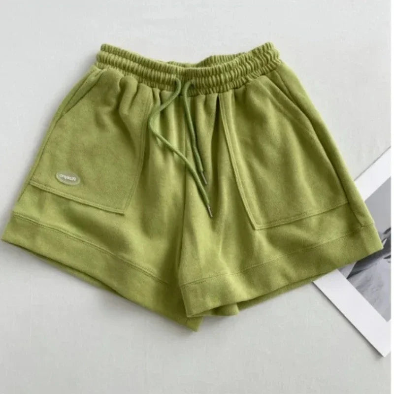 2026 Women'S Comfortable Loose Wide-Legged Drawstring a Pants Slim Waist Slim Fit Casual Home Versatile Sports Shorts New